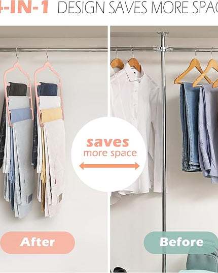 Velvet Pants Clothes Hanger Space Saving Non Slip Pants Shorts Hanger, Myfolrena Jeans Slack Trousers Hangers Multiple Velvet Hanger Closet Storage and Organization for Jeans,Scarf,Tie(Pink, 3)