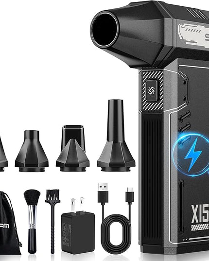 SDFM Compressed Air Duster - 180,000 RPM Snow Blower - with Brushless Motor, 3-Gear Adjustable Air Duster - for Keyboard, PC, Car, Air Bed, and Home Cleaning (X15)