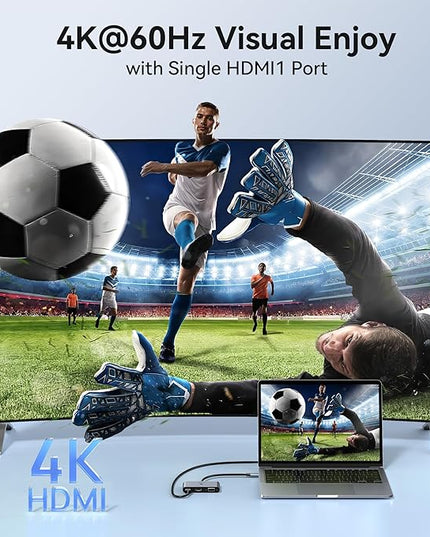 Selore USB C Docking Station 3 Monitors, USB C to Dual HDMI VGA Adapter with One-Touch Multi-Screen Switch and Screen On/Off Button, HDMI Splitter Converter for Dell, HP, Lenovo,MacBook Pro/Air, etc