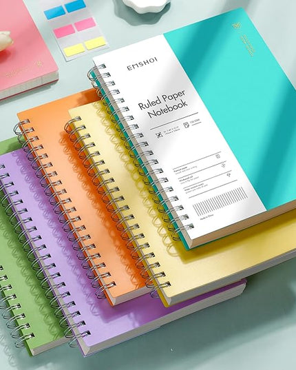 EMSHOI B5 Spiral Notebook College Ruled Lined Journal, Large 7.48" X 10.15", 300 Pages/150 Sheets, 100gsm Thick Paper, Waterproof Hardcover, for Office School Women Men Work Writing Notes-Green