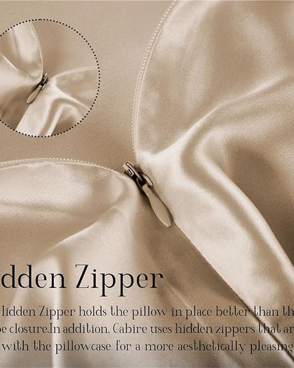 Mulberry Silk Pillowcase for Hair and Skin Prevent Acne Pillow Cases Both Sides Real Silk Pillowcases Organic Silk Pillowcase with Hidden Zipper, Champagne, King (20"×36")