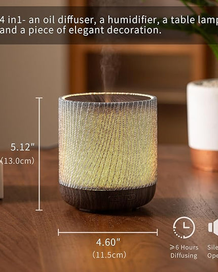 ZmarKraft Essential Oil Diffuser 7 fl oz 200ml with Fabric Cover and Night Lamp | Ultrasonic Aroma Diffuser | Humidifier w Lights | Room Decor | Small Humidifier for Bedroom | Gift (Dark Brown)