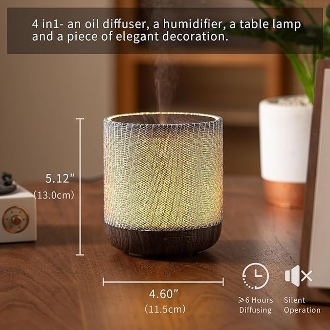 ZmarKraft Essential Oil Diffuser 7 fl oz 200ml with Fabric Cover and Night Lamp | Ultrasonic Aroma Diffuser | Humidifier w Lights | Room Decor | Small Humidifier for Bedroom | Gift (Dark Brown)