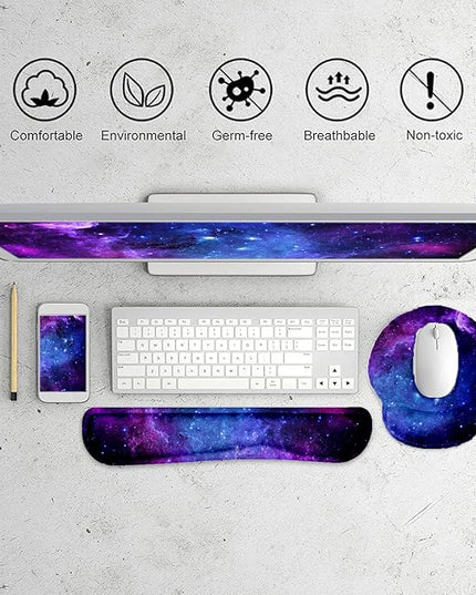 Lateefah Mouse Pad with Wrist Rest, 3-in-1 Gaming Mouse Pad, Keyboard Wrist Rest, Ergonomic Memory Foam Mousepad with Wrist Support for Computer Keyboard