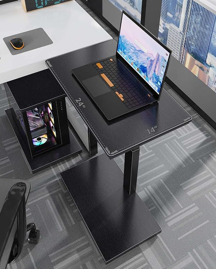 Height Adjustable Computer Tower Stand with Wheels and Charging Station,2-Tier PC Stand for Floor or Carpet,PC Holder Under Desk for ATX-Case,Office,Home,Gaming Room (Black)