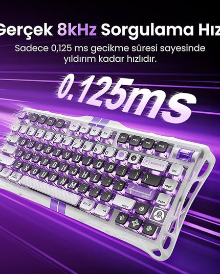 GravaStar Mercury V75 HE Keyboard – 75% Hall‑Effect Magnetic‑Switch Gaming Keyboard, 79‑Key, 8000 Hz Polling, 0.005RT, Wired USB-C, RGB Backlit, Adjustable Actuation, Semi‑Aluminum Chassis -Mecha Gray
