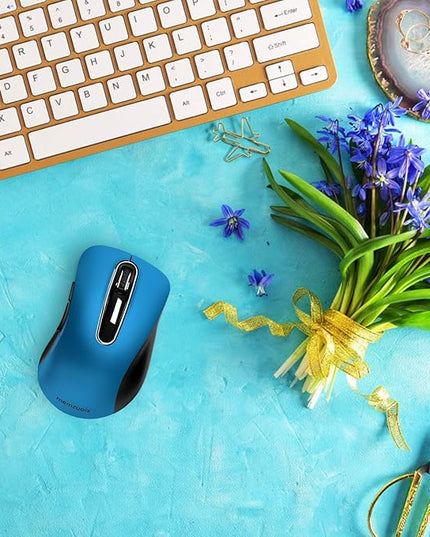 memzuoix 2.4G Portable Wireless Mouse, 1400 DPI Mobile Optical Cordless Mice with USB Receiver for Computer, Laptop, PC, Desktop, MacBook, 5 Buttons, Blue