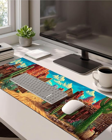 Mouse Pad Gaming Mousepad 31.5 x 11.8 Inch Western Desert Gate Artwork Diatomite Large Keyboard Desktop Mat XL Mouse Pad for Home and Office Desk Accessories