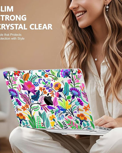 May Chen Case for MacBook Pro 14 inch, A2442 A2779 A2918 A2992 A3401 A3185 A3112 A3434, M1 M2 M3 M4 M5 Chip (2021-2025 Release), Plastic Hard Shell Case with Keyboard Cover, Bright Colorful Flowers