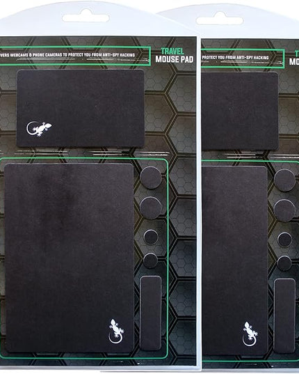 Mouse Pad Adhesive Bottom - Sticks to Any Surface - Portable - Webcam Covers and Screen Cleaner Included (2 x Black)