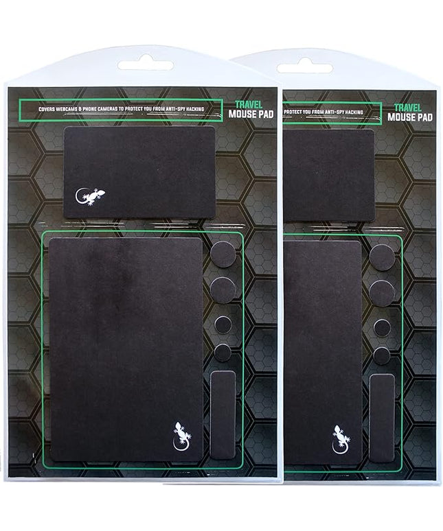 Mouse Pad Adhesive Bottom - Sticks to Any Surface - Portable - Webcam Covers and Screen Cleaner Included (2 x Black)