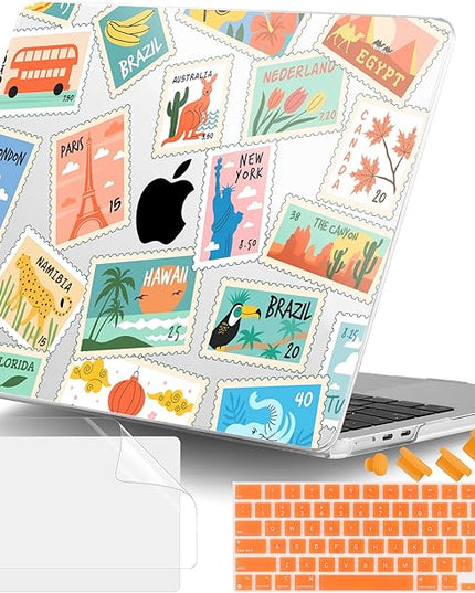 DONGKE for M4 MacBook Air 13.6 Inch Case 2025 2024 2023 2022 Model A3240 A3113 A2681 M3 M2 Chip, Plastic Hard Shell Case Cover with Touch ID for MacBook Air 13 Inch M4 - Post Stamps
