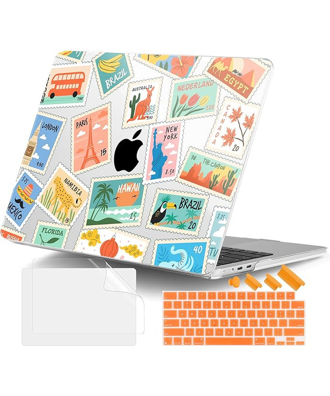 DONGKE for M4 MacBook Air 13.6 Inch Case 2025 2024 2023 2022 Model A3240 A3113 A2681 M3 M2 Chip, Plastic Hard Shell Case Cover with Touch ID for MacBook Air 13 Inch M4 - Post Stamps
