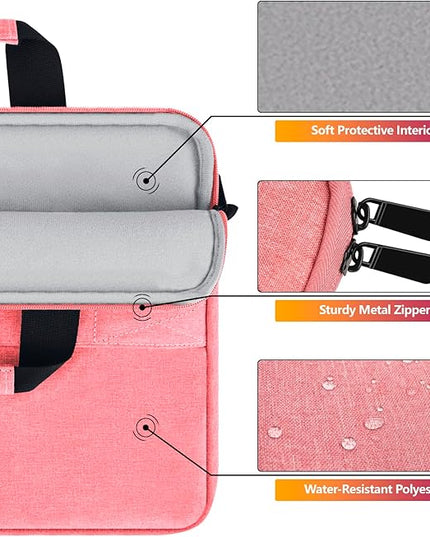 Laptop Case Shoulder Bag for 14 Inch MacBook Pro, 15 Inch Macbook A1707/A1990/A2941/A3114, 14-15 Inch Laptop Computer, Protective Polyester Computer Portable Bag Briefcase with Handle, Pink