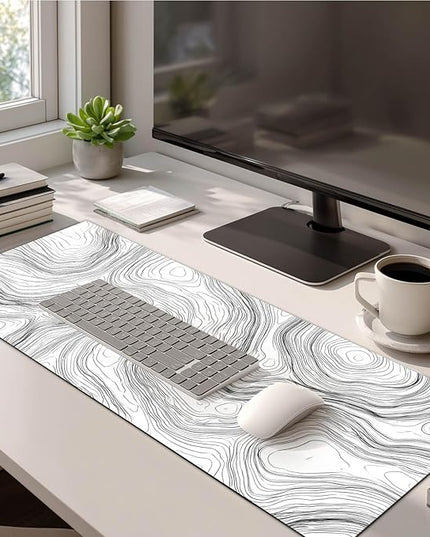 Mouse Pad Gaming Mousepad 31.5 x 11.8 Inch Large Keyboard Desktop Mat Diatomite XL Mouse Pad for Home and Office Desk Accessories with Abstract Line Contour Artwork