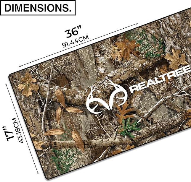MPCO. Real Tree Large Gaming Desk Pad - 36" x 17" Duraglyde Fabric Edge Green – Without Logo Desk Mats - Non-Slip, Washable, Smooth Glide for Precision Gaming & Work