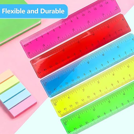 30Pcs 6 Inch Rulers with Inches and Centimeters in Bulk，Plastic Ruler in Assorted Colors, Clear Ruler, Transparent Rulers Bulk for Students Back to School Office Supplies(30Pcs)