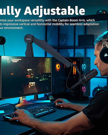 IXTECH Microphone Boom Arm Mic Arm for Blue Yeti Shure Sm7b Hyperx QuadCast Rode At2020 and Fifine Mic Stand for Gaming Podcasting and Streaming CAPTAIN Model