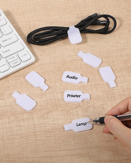 40Pcs Cable Labels, Write On Cord Labels Tags, for Organizing Wires,Electronics and Identification, Reusable with Multiple Uses (White)