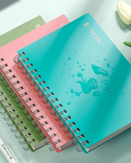 EMSHOI A5 Spiral Notebook College Ruled Lined Journal, Small 5.7" X 8.22", 300 Pages/150 Sheets, 100gsm Thick Paper, Waterproof Hardcover, for Office School Women Men Work Writing Notes-LightBlue