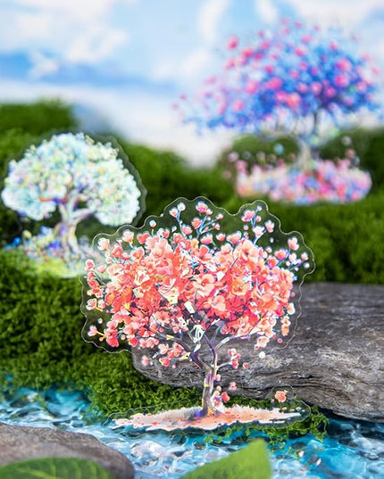 AuriicLeaf Flower Tree Scrapbook Stickers Set, 60PCS Holographic Ephemera for Scrapbooking, Junk Journaling, Crafting, DIY Projects, Diaries, and Art Supplies