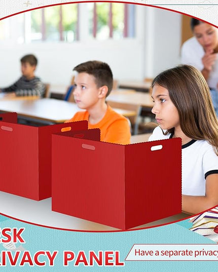 24 Pcs Desk Dividers for Students Classroom Plastic Privacy Folders Red Test Dividers for Students Desks Trifold Privacy Panel Partitions for School Teacher Supplies (24pcs Red)
