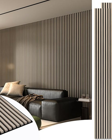 Art3d 2-Pack 108" x 12" Acoustic Wood Panels for Wall, Soundproof Wood Slat Panel for Wall and Ceiling, 3D Fluted Sound Absorbing Paneling for Interior Wall Decor, Living Room, Bedroom - Oak