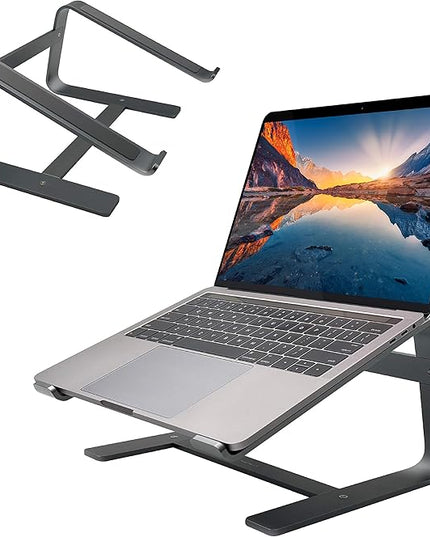 Macally Aluminum Laptop Stand for Desk - Works with All MacBook/Pro/Air & Laptops Between 10” to 17.3” - Sleek and Sturdy Laptop Riser - (ASTANDSG), Space Gray