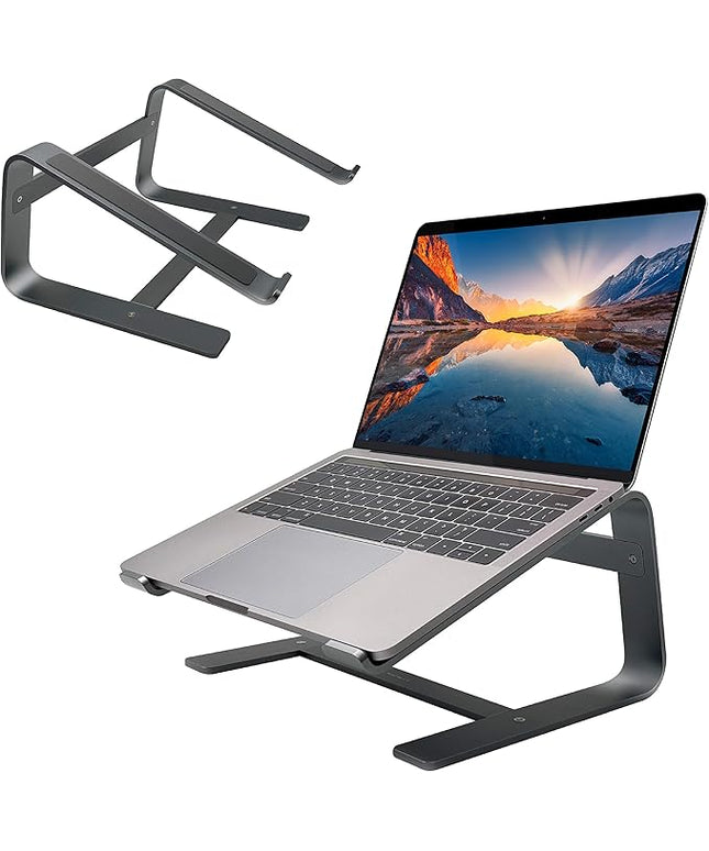 Macally Aluminum Laptop Stand for Desk - Works with All MacBook/Pro/Air & Laptops Between 10” to 17.3” - Sleek and Sturdy Laptop Riser - (ASTANDSG), Space Gray