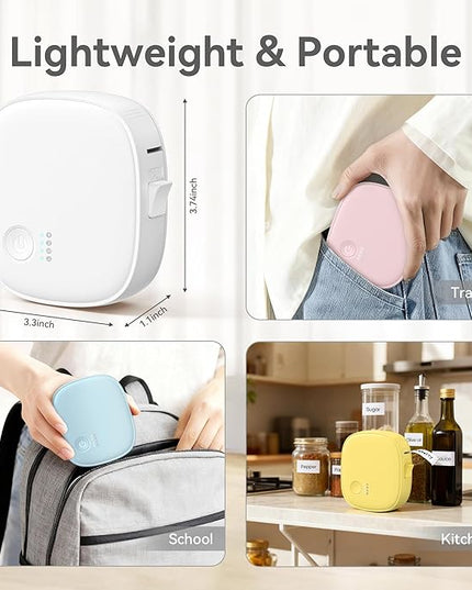 Mini Label Maker Machine with Tape AH-P05 - Portable Bluetooth Mini Label Printer, Wireless Thermal Label Maker, Waterproof & Rechargeable, Built-in Cutter, for Home, Office, Kitchen - Pink
