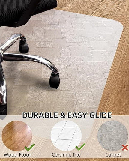 Chair Mat for Hardwood Floor, 63x51 inches Floor Mat Protector for Office Chair, Desk, Home, Frosted Pattern Rectangle Floors Protector