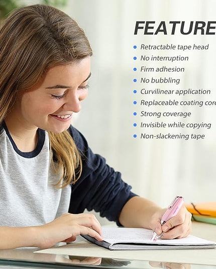 BITOSEE Refillable Retractable Quick Dry Correction Tape,Mini Small Japan Aesthetic Cute Correction Tape, with Easy to Use Kawaii Pen Shaped Applicator,for School Office Supplies