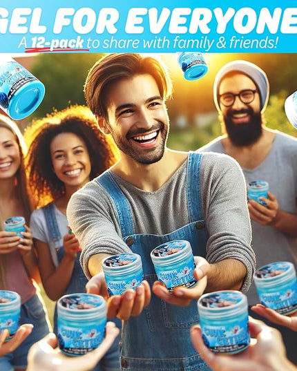 Gunk Getter 12 Pack Cleaning Gel for Those Hard to Reach Places, Automotive Cup Holder Electronic Keyboard Office, Slime Gel Cleaner Dust Crumb Removal (Jar, Blue, 3.5oz)