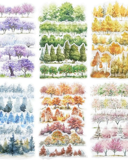 AuriicLeaf Tree Washi Stickers Set, 120PCS Nature-Inspired Forest Stickers for Scrapbooking, Journaling, DIY Crafts, and Art Supplies