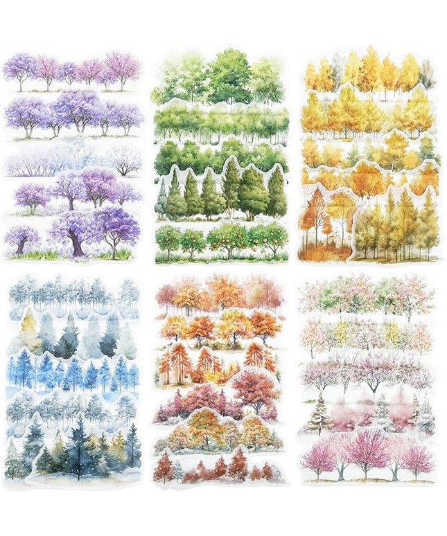 AuriicLeaf Tree Washi Stickers Set, 120PCS Nature-Inspired Forest Stickers for Scrapbooking, Journaling, DIY Crafts, and Art Supplies