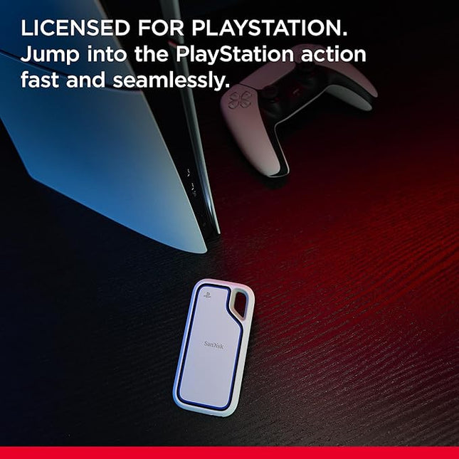 SanDisk 2TB Extreme Portable SSD, Officially Licensed for PlayStation 5 Console and PC - up to 1000MB/s, USB-C, USB 3.2 Gen 2, Drop Protection - External Solid State Drive - SDSSDE62P-2T00-G25