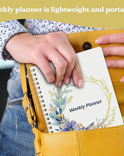 Undated Weekly Planner- Weekly Goals Notebook, A5 To Do List Planner, Habit Tracker Journal with Spiral Binding（Flower-2）