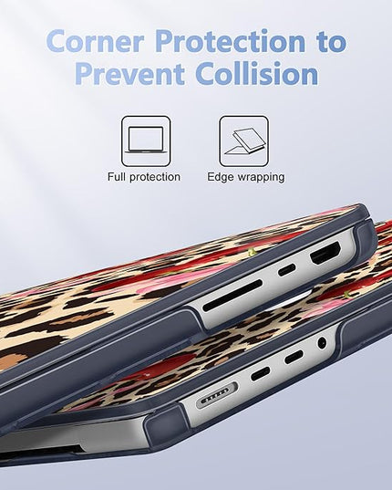 May Chen Case for MacBook Pro 14 inch, Models A2442 A2779 A2918 A2992 A3401 A3185 A3112 A3434, M1 M2 M3 M4 M5 Chip (2021-2025 Release), Plastic Hard Shell Case with Keyboard Cover, Cherry and Cheetah