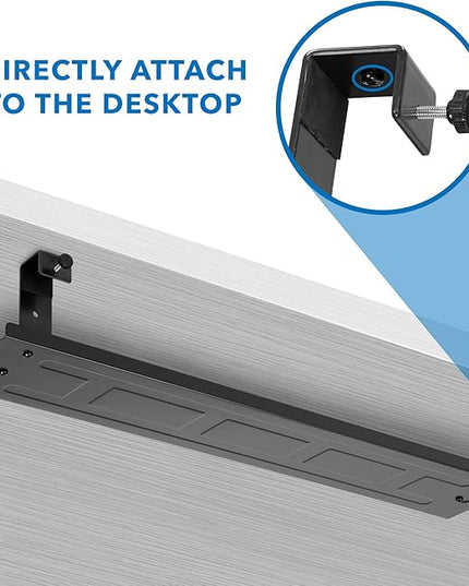 MOUNT-IT! Under Desk Cable Tray [23" Length] Wire Management Basket for Desktop Computers, Laptops, Sit Stand Desks and Workstations (Black)