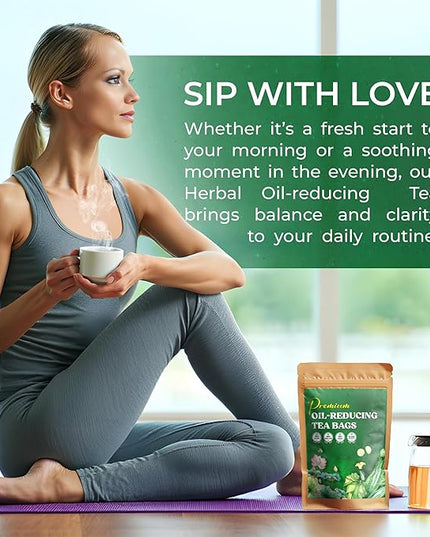FreshDrinkUS, Oil-Reducing Herbal Tea – 10 Tea Bags | Blend of Winter Melon, Lotus Leaf, Ginger, Hawthorn, Gardenia Fruit, Rose, Cassia Seed & More | Naturally Caffeine-Free | Delicious Hot or Iced
