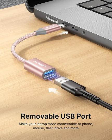 JSAUX USB C to USB 3.0 Adapter [2 Pack], USB C Male to USB Female OTG Cable Adapter Compatible with MacBook Pro/Air, iPhone 17 Pro Max/iPhone Air/16e/16/15 Series, Samsung Galaxy S25/S24/S23-Pink