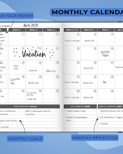 Clever Fox Planner – Undated Weekly & Monthly Planner for Productivity, Time Management & Goals – Organizer Journal – A5 (Mystic Blue)