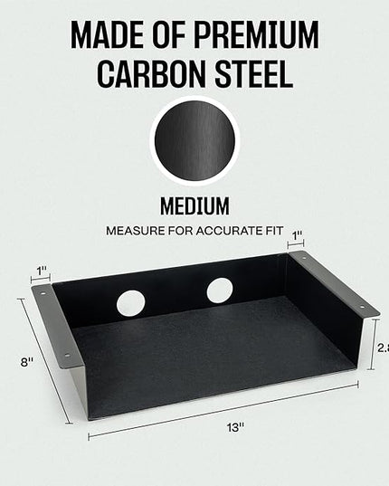 COREMINDED Under Desk Storage Shelf - Carbon Steel Under Desk Tray with Cable Management, Mountable Add-On Shelf for Table & Office Desks (13" x 8" x 2.8")