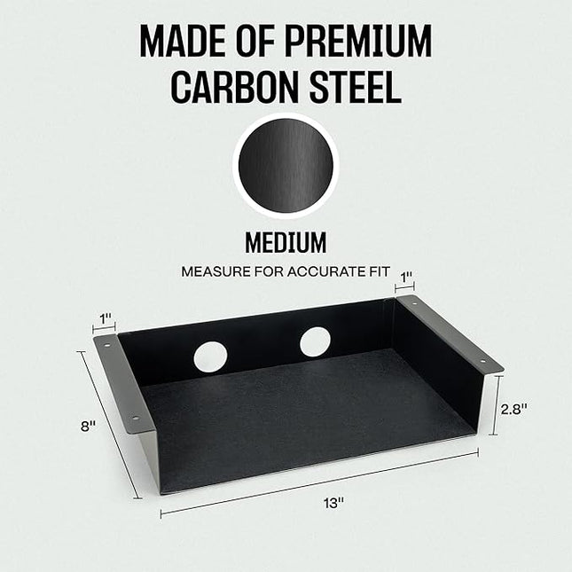 COREMINDED Under Desk Storage Shelf - Carbon Steel Under Desk Tray with Cable Management, Mountable Add-On Shelf for Table & Office Desks (13" x 8" x 2.8")