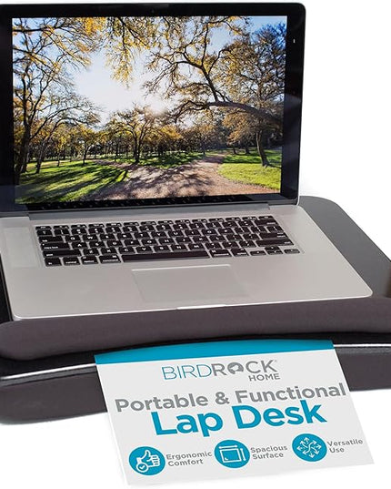 SOFIA + SAM Lap Desk w/Memory Foam Cushion - Large Surface for Crafts, Reading - for Laptops up to 17 inches - Cushioned Tray for Computer, Keyboard, Mouse, Bed, Couch, Chair, Padded Pillow - Black