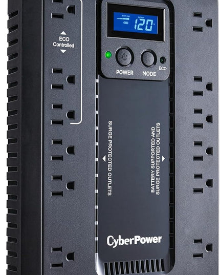CyberPower EC850LCD Ecologic UPS Battery Backup and Surge Protector, 850VA/510W, 12 Outlets, ECO Mode, Compact, UL Certified