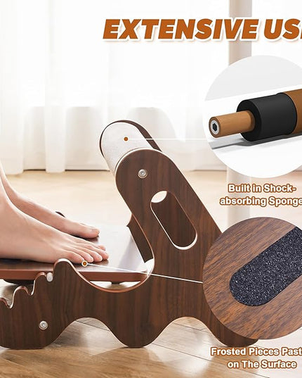Foot Rest for Under Desk at Work- Adjustable Rocking Foot Stool with 3 Height Positions and Soft Crossbar, Ergonomic Wooden Footrest with Anti-Slip Surface for Home, Office
