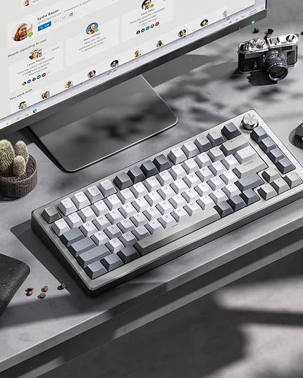 OHY XVX Shine Through Keycaps -133 Keys Cherry Profile Double Shot PBT Keycaps Compatible for 60%/75%/100% Retro Gaming Mechanical Keyboard-Milk Light Gray