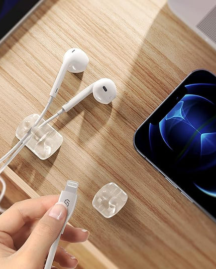 Syncwire Clear Cable Clips - Cord Holders - Self Adhesive Cable Management Organizer - Home, Office, Cubicle, Car, Nightstand, Desk Accessories - Gift Ideas Men, Women, Dad, Mom (5 Packs/15 Slots)