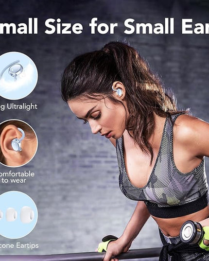 KT1 Wireless Earbuds V5.3 Bluetooth Earbuds 120Hrs Playtime, 4.7g Mini Size Painless Wear, IPX7 Waterproof, Deep Bass 2.0, Over-Ear Ear Buds Wireless Bluetooth Headphones for Sport Running (Blue)